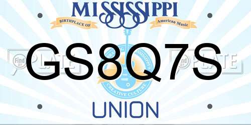 GS8Q7S Mississippi License Plate