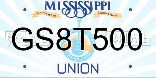 GS8T500 Mississippi License Plate