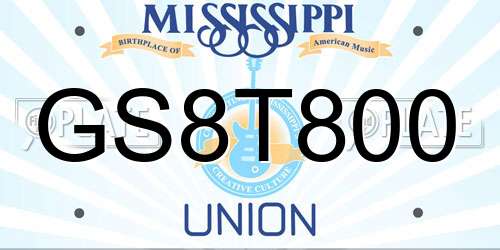 GS8T800 Mississippi License Plate