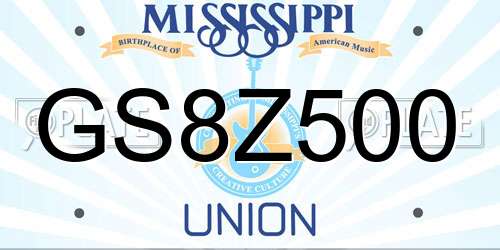 GS8Z500 Mississippi License Plate