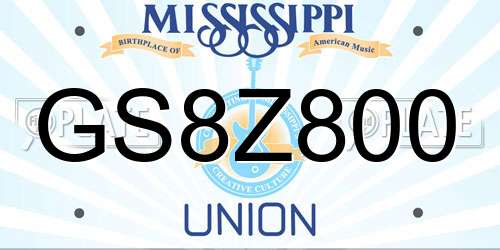GS8Z800 Mississippi License Plate