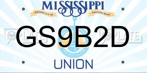 GS9B2D Mississippi License Plate