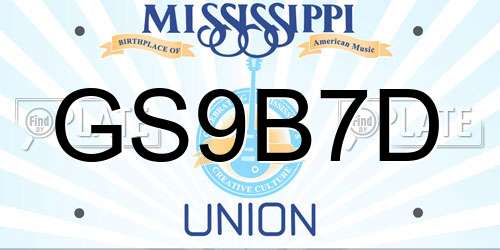 GS9B7D Mississippi License Plate