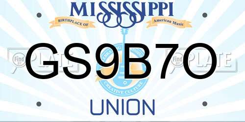 GS9B7O Mississippi License Plate