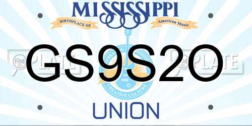 GS9S2O Mississippi License Plate