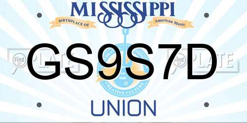 GS9S7D Mississippi License Plate