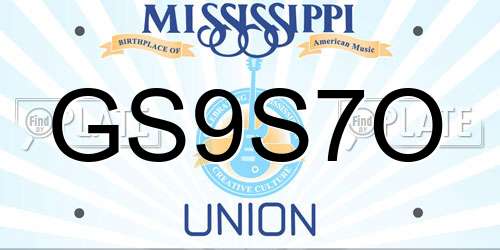 GS9S7O Mississippi License Plate