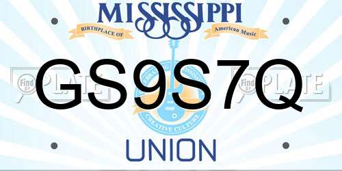 GS9S7Q Mississippi License Plate
