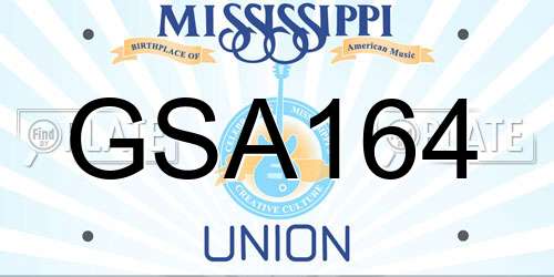 GSA164 Mississippi License Plate