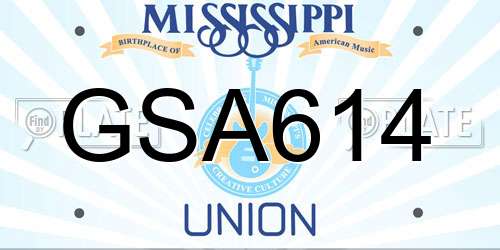 GSA614 Mississippi License Plate