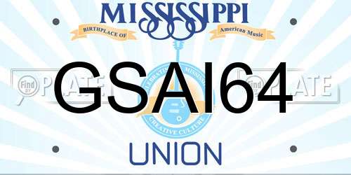 GSAI64 Mississippi License Plate