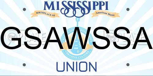 GSAWSSA Mississippi License Plate