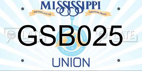 GSB025 Mississippi License Plate