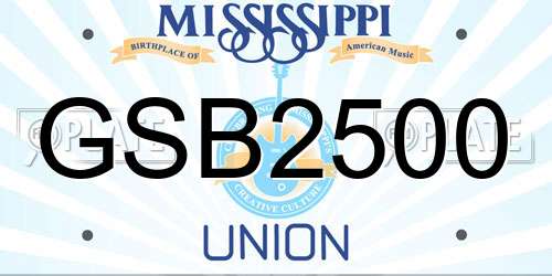 GSB2500 Mississippi License Plate