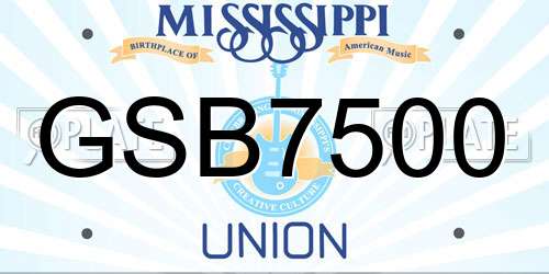 GSB7500 Mississippi License Plate