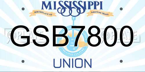 GSB7800 Mississippi License Plate