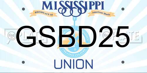 GSBD25 Mississippi License Plate