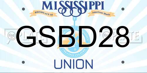 GSBD28 Mississippi License Plate