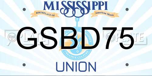 GSBD75 Mississippi License Plate