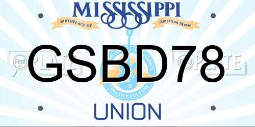 GSBD78 Mississippi License Plate