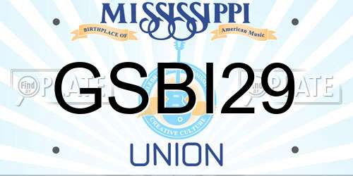 GSBI29 Mississippi License Plate