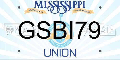 GSBI79 Mississippi License Plate