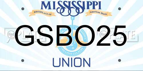 GSBO25 Mississippi License Plate