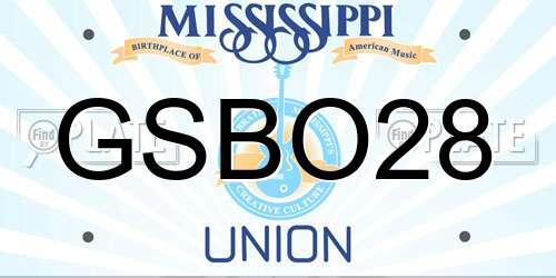 GSBO28 Mississippi License Plate