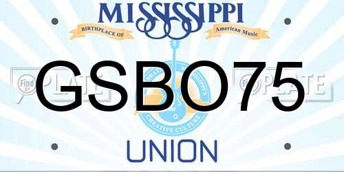 GSBO75 Mississippi License Plate