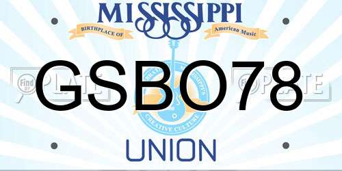 GSBO78 Mississippi License Plate