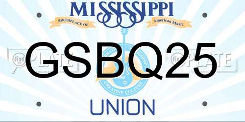 GSBQ25 Mississippi License Plate