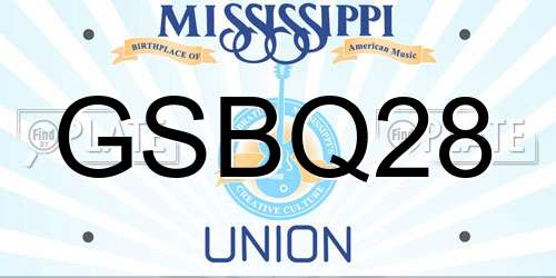 GSBQ28 Mississippi License Plate