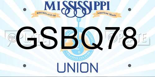 GSBQ78 Mississippi License Plate