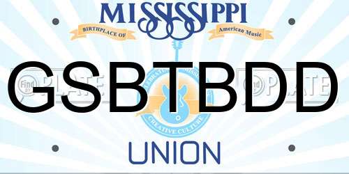 GSBTBDD Mississippi License Plate