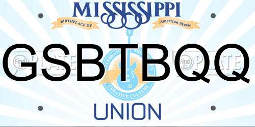 GSBTBQQ Mississippi License Plate