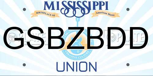 GSBZBDD Mississippi License Plate
