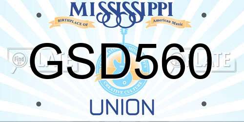 GSD560 Mississippi License Plate