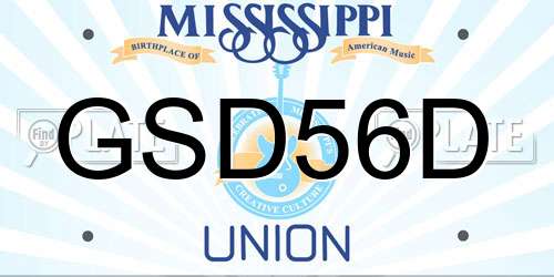 GSD56D Mississippi License Plate
