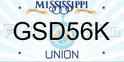 GSD56K Mississippi License Plate