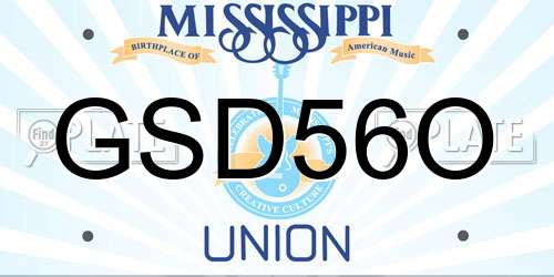 GSD56O Mississippi License Plate
