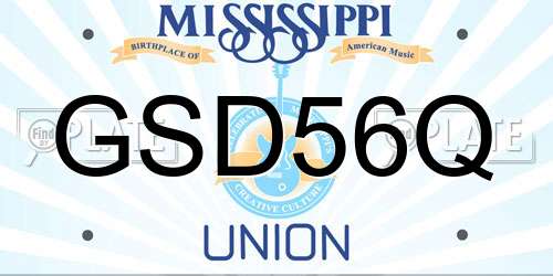 GSD56Q Mississippi License Plate