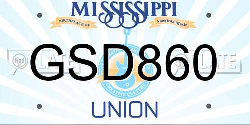 GSD860 Mississippi License Plate