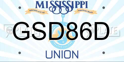 GSD86D Mississippi License Plate