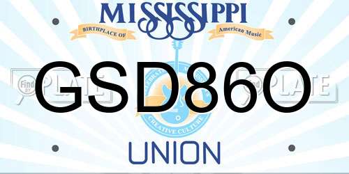 GSD86O Mississippi License Plate