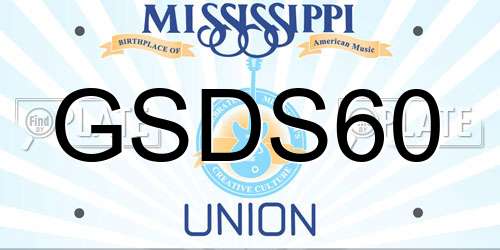GSDS60 Mississippi License Plate