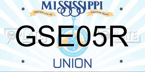 GSE05R Mississippi License Plate