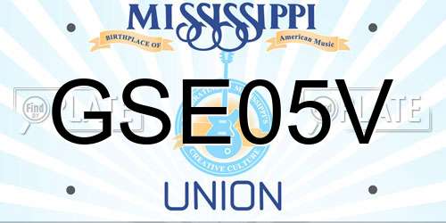 GSE05V Mississippi License Plate