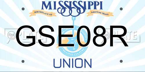 GSE08R Mississippi License Plate