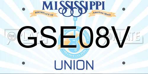 GSE08V Mississippi License Plate