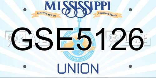 GSE5126 Mississippi License Plate
